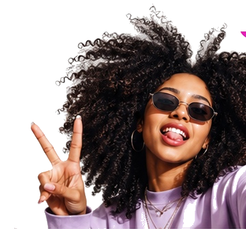 Creator smiling and making a peace sign